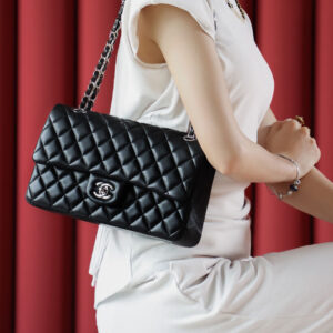 Túi Chanel Classic Flap Bag Large Black Silver Lambskin (15.5×25.5×6.5)