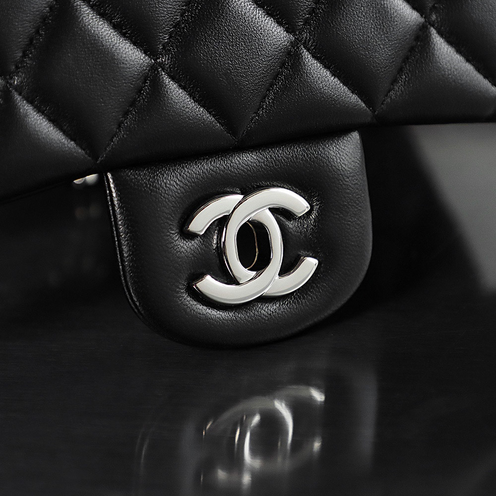 Túi Chanel Classic Flap Bag Large Black Silver Lambskin (15.5×25.5×6.5)