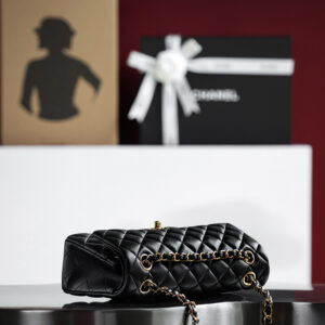 Túi Chanel Classic Flap Bag Medium Black Gold Lambskin Calfskin (14.5x23x6)