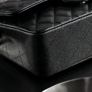 Túi Chanel Classic Flap Bag Medium Black Sliver Grained Calfskin