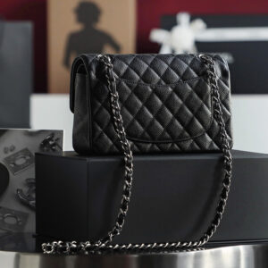 Túi Chanel Classic Flap Bag Medium Black Sliver Grained Calfskin