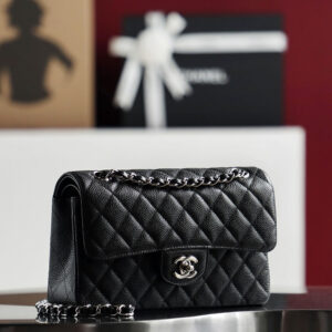 Túi Chanel Classic Flap Bag Medium Black Sliver Grained Calfskin