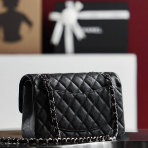 Túi Chanel Classic Flap Bag Medium Black Sliver Grained Calfskin