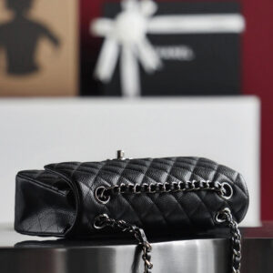 Túi Chanel Classic Flap Bag Medium Black Sliver Grained Calfskin