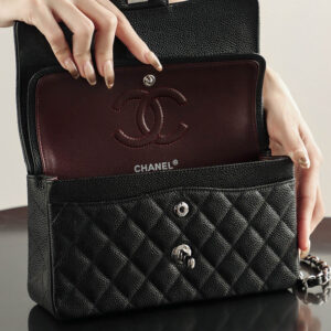 Túi Chanel Classic Flap Bag Medium Black Sliver Grained Calfskin