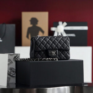 Túi Chanel Classic Flap Bag Mini Black Sliver Grained Calfskin