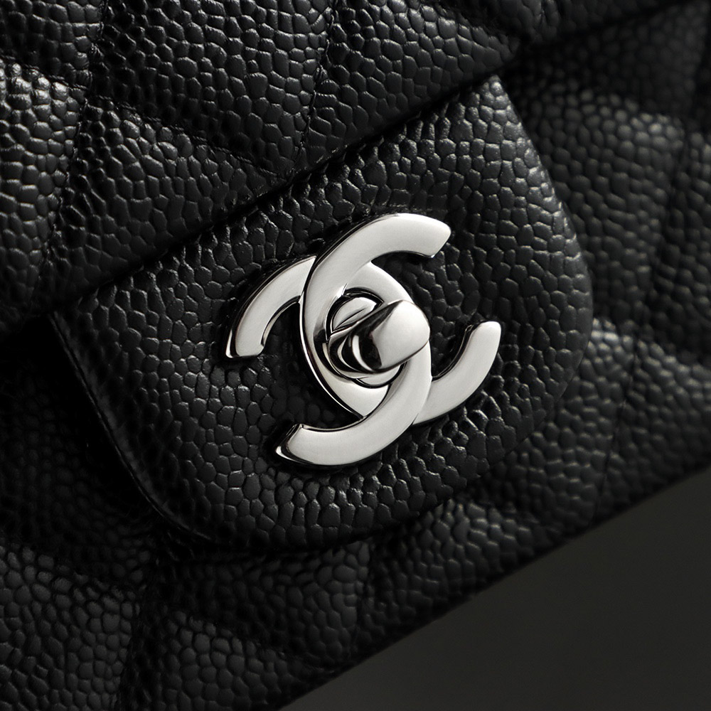 Túi Chanel Classic Flap Bag Mini Black Sliver Grained Calfskin