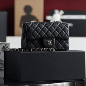 Túi Chanel Classic Flap Bag Mini Black Sliver Grained Calfskin