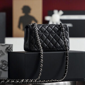 Túi Chanel Classic Flap Bag Mini Black Sliver Grained Calfskin