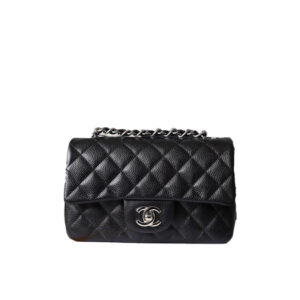 Túi Chanel Classic Flap Bag Mini Black Sliver Grained Calfskin