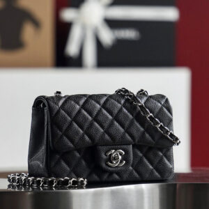 Túi Chanel Classic Flap Bag Mini Black Sliver Grained Calfskin