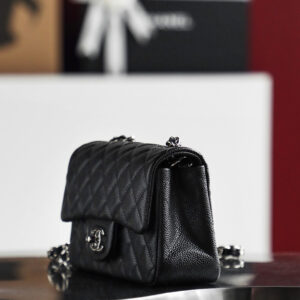 Túi Chanel Classic Flap Bag Mini Black Sliver Grained Calfskin