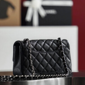 Túi Chanel Classic Flap Bag Mini Black Sliver Grained Calfskin