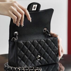 Túi Chanel Classic Flap Bag Mini Black Sliver Grained Calfskin