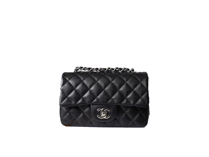 Túi Chanel Classic Flap Bag Mini Black Sliver Grained Calfskin