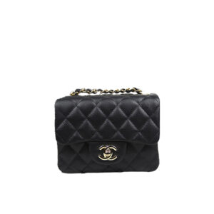 Túi Chanel Classic Flap Bag Small Black Gold Grained (13x17x8)