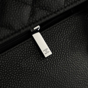 Túi Chanel Classic Flap Bag Small Black Silver Grained 13x17x8