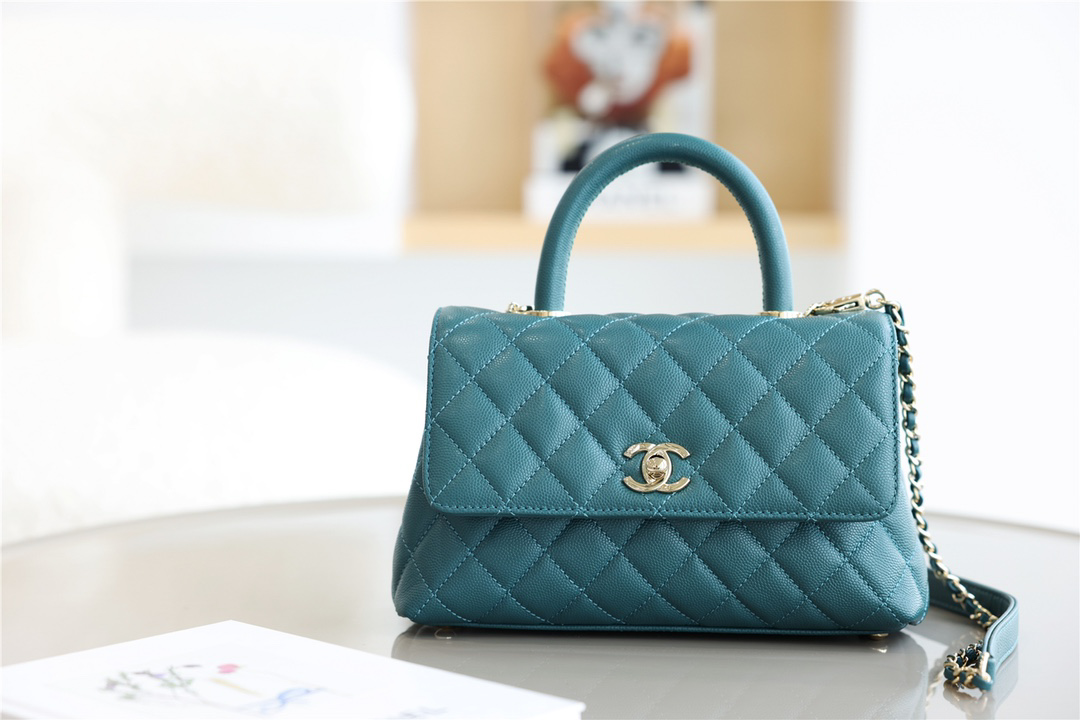 Túi Chanel Coco Bag Quilted Caviar With Lizard Green