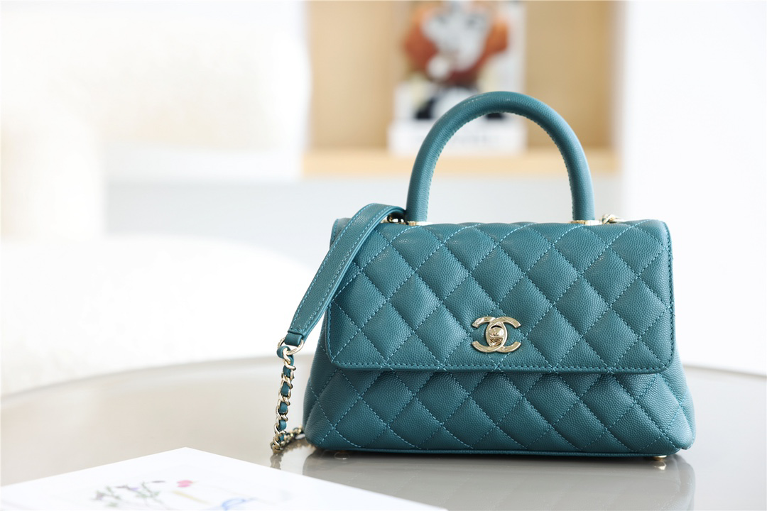 Túi Chanel Coco Bag Quilted Caviar With Lizard Green