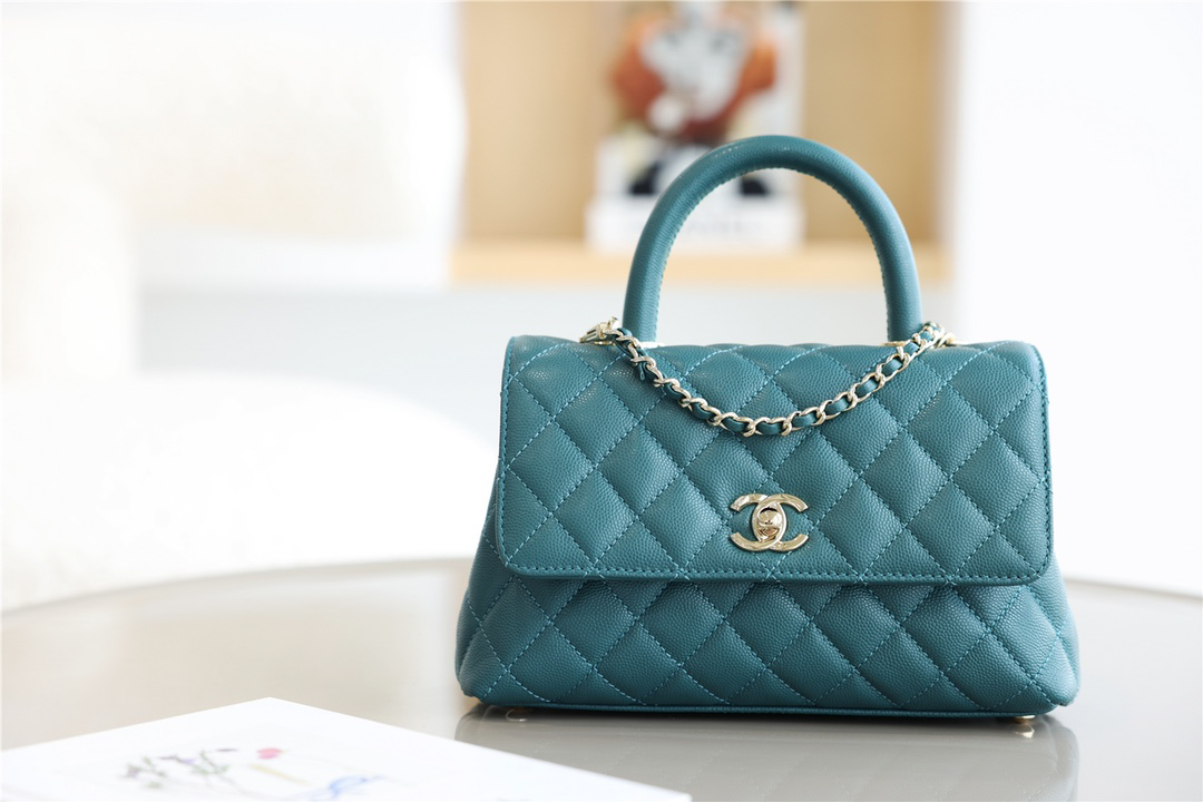 Túi Chanel Coco Bag Quilted Caviar With Lizard Green