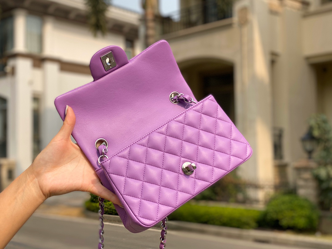 Túi Chanel Lambskin Quilted Mini Rectangular Flap Bag Purple