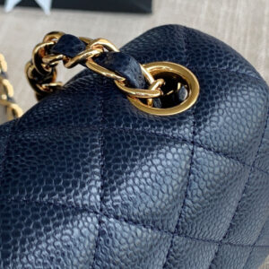 Túi Chanel Mini Flap Bag Grained Calfskin Navy Blue Gold