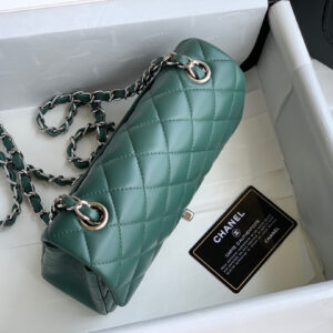 Túi Chanel Mini Rectangular Flap Bag Green Lambskin Light Gold Hardware