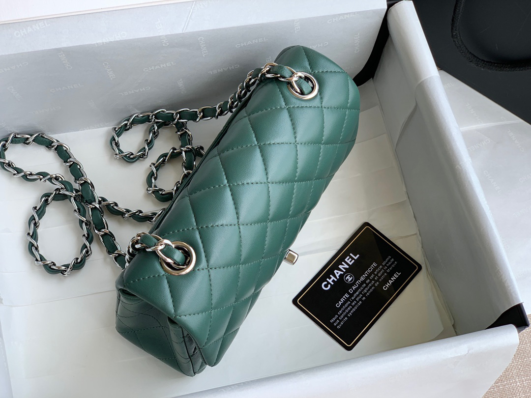 Túi Chanel Mini Rectangular Flap Bag Green Lambskin Light Gold Hardware