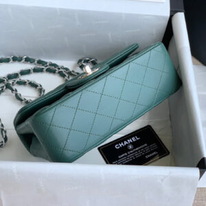 Túi Chanel Mini Rectangular Flap Bag Green Lambskin Light Gold Hardware