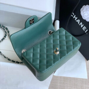 Túi Chanel Mini Rectangular Flap Bag Green Lambskin Light Gold Hardware