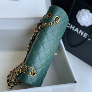 Túi Chanel Quilted Lambskin Leather Small Double Flap Green With Gold Hardware