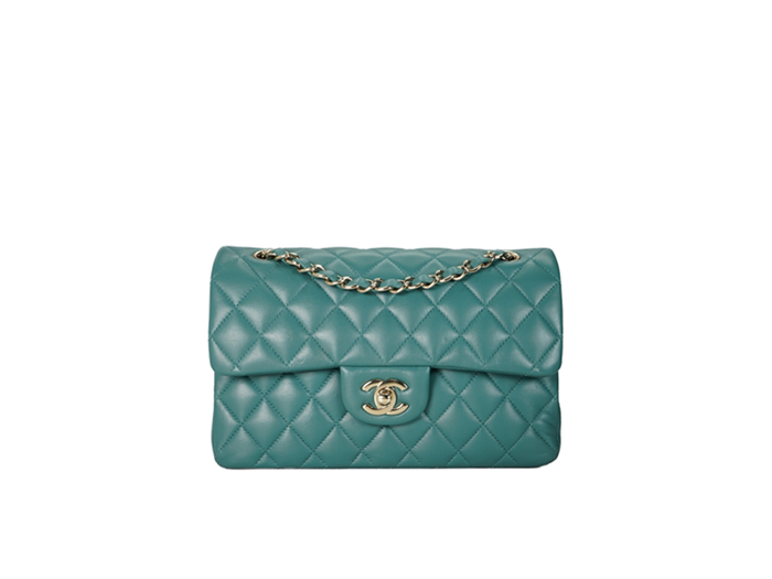 Túi Chanel Quilted Lambskin Leather Small Double Flap Green With Gold Hardware