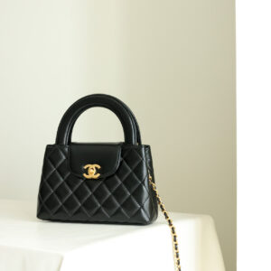 Túi Chanel Small Kelly Shopper Black Shiny Aged Calfskin Brushed Gold Hardware