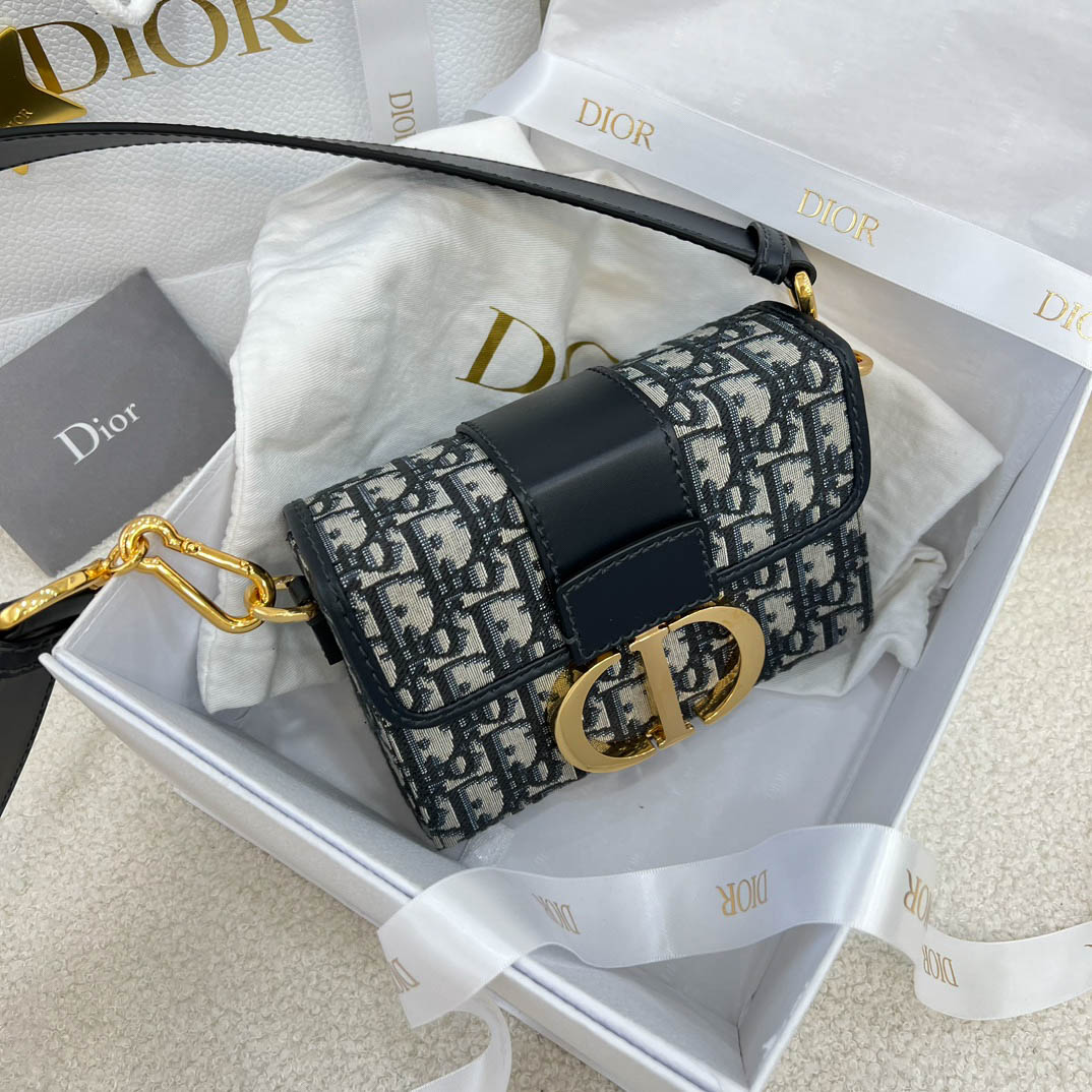 Túi Dior 30 Montaigne Bag Blue Mini Oblique Jacquard Best Quality