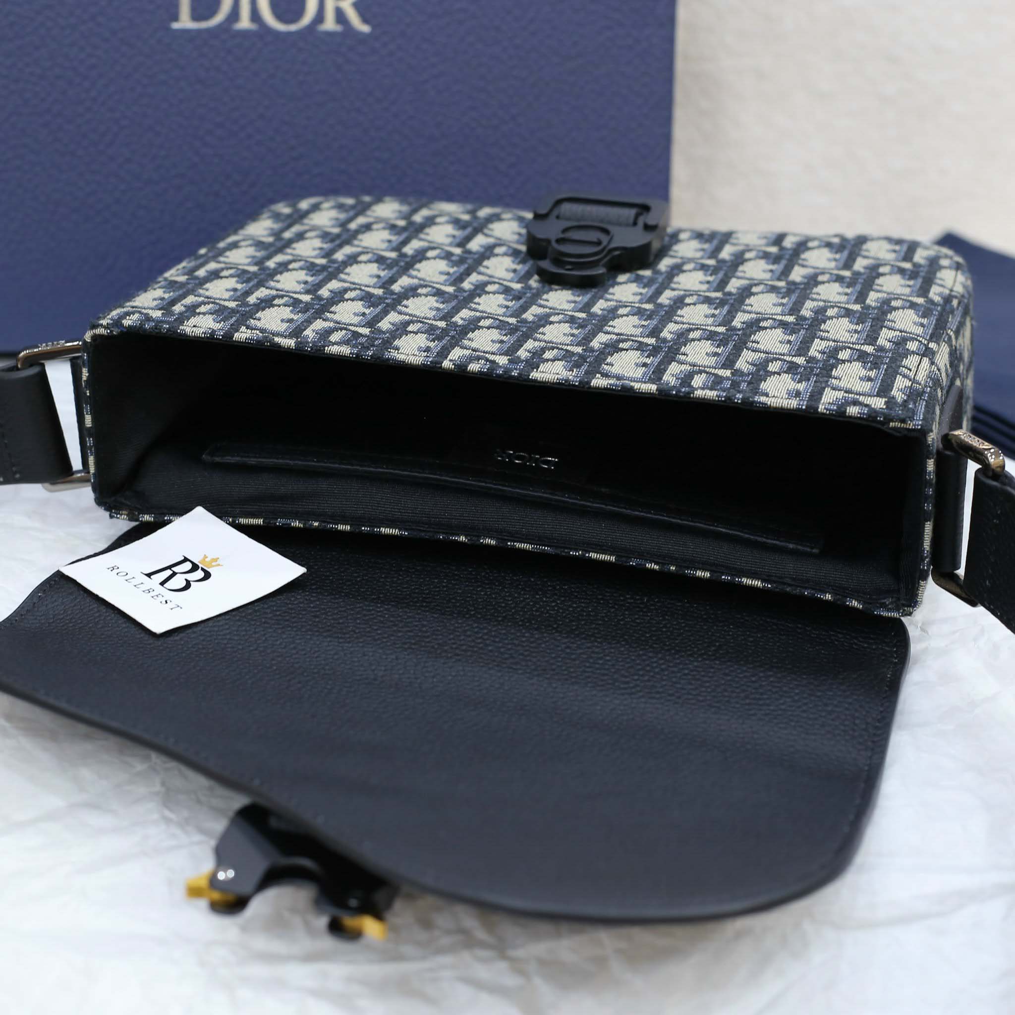 Túi Dior Mini Saddle Bag Strap ‘Beige Dior Grained’