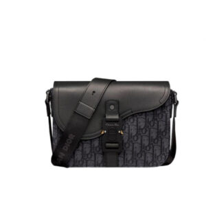 Túi Dior Mini Saddle Bag With Strap Black Oblique
