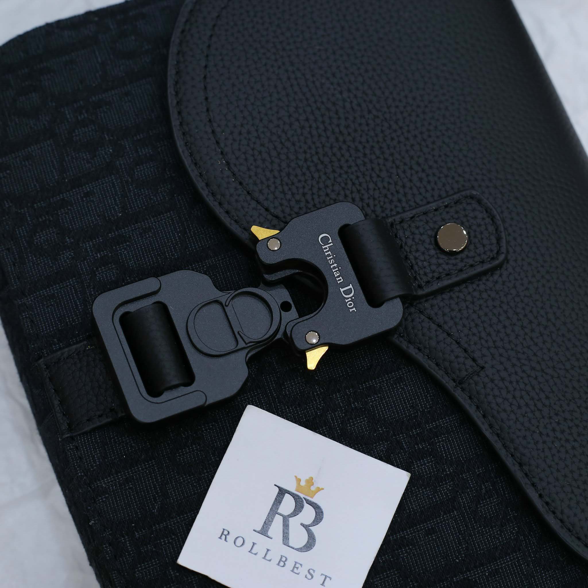 Túi Dior Mini Saddle Bag With Strap Black Oblique