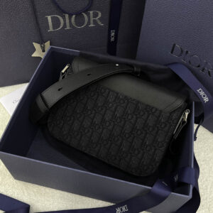 Túi Dior Mini Saddle Bag With Strap Black Oblique