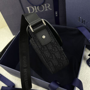 Túi Dior Mini Saddle Bag With Strap Black Oblique