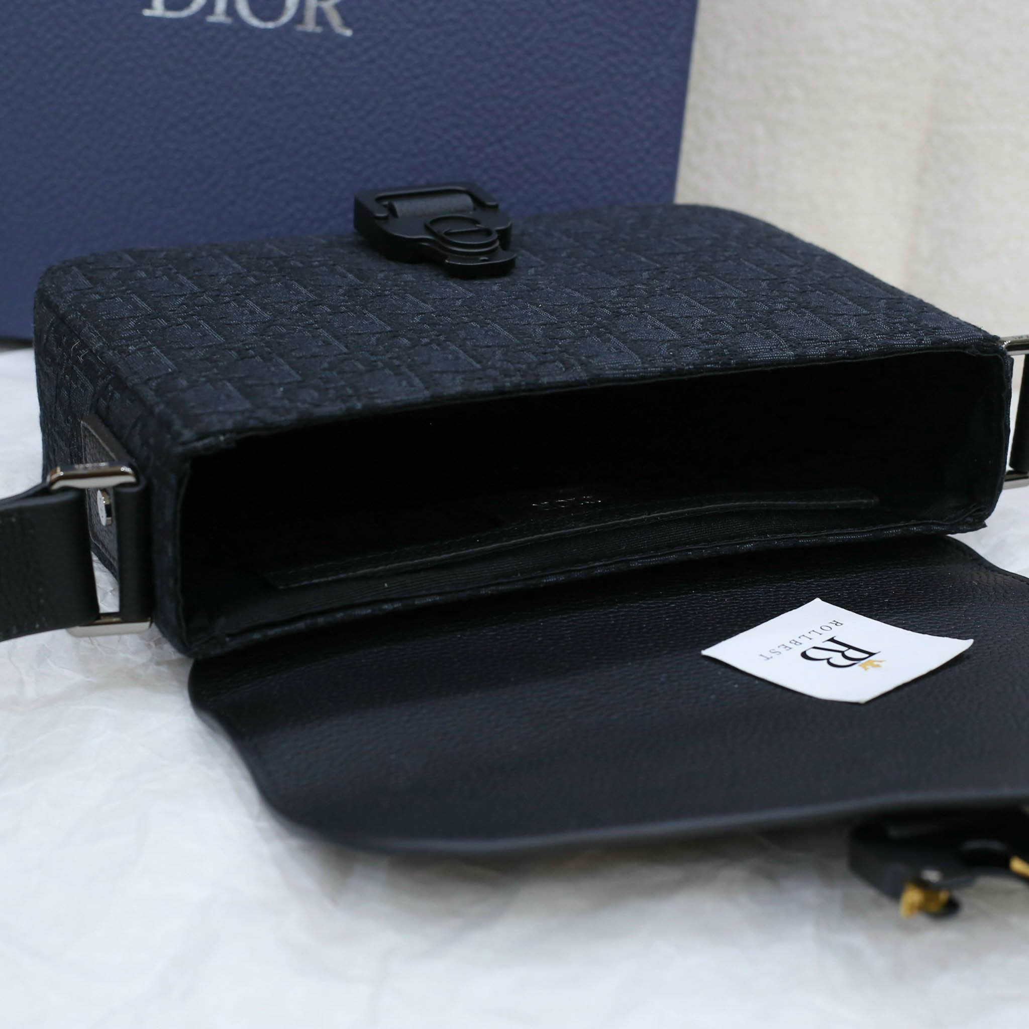 Túi Dior Mini Saddle Bag With Strap Black Oblique