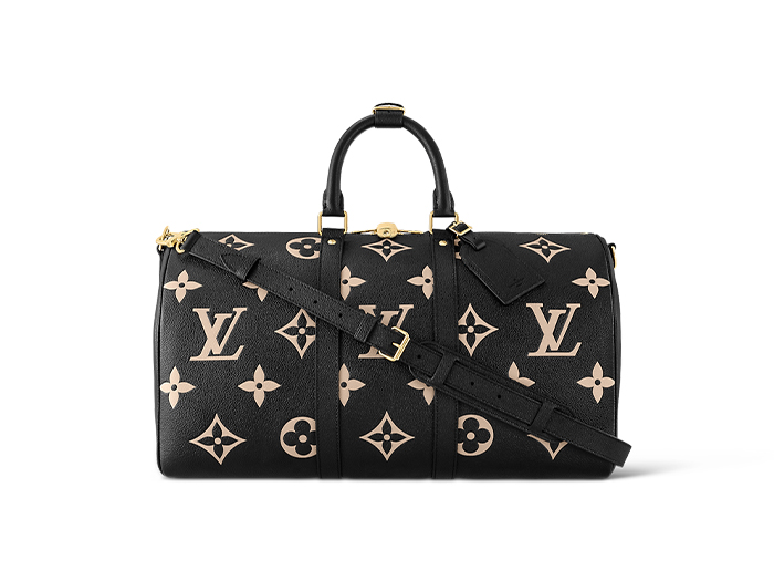 Túi Keepall Bandoulière 45 Leather Embossed With Monogram Empreinte Pattern Black (45 x 27 x 20 cm)