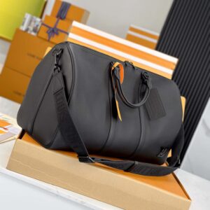 Túi Keepall Bandoulière 50 LV Aerogram Black (50 x 29 x 23 cm)