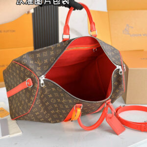 Túi Keepall Bandoulière 50 Material Monogram Macassar Canvas Red (50 x 29 x 23 cm)