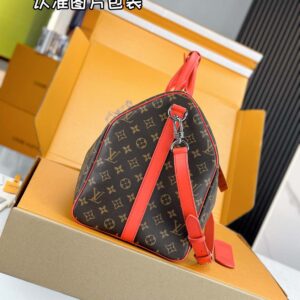 Túi Keepall Bandoulière 50 Material Monogram Macassar Canvas Red (50 x 29 x 23 cm)