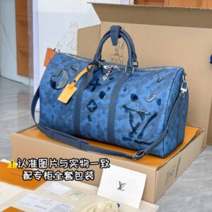 Túi Keepall Bandoulière 50 Monogram Aquagarden Abyss Blue (50 x 29 x 23 cm)