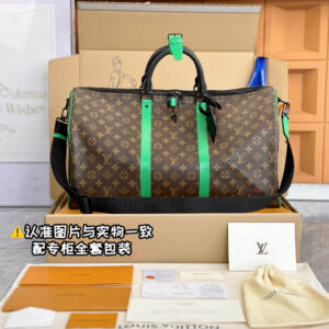 Túi Keepall Bandoulière 50 Monogram Macassar Brown/Green (50 x 29 x 23 cm)