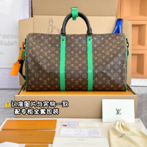 Túi Keepall Bandoulière 50 Monogram Macassar Brown/Green (50 x 29 x 23 cm)