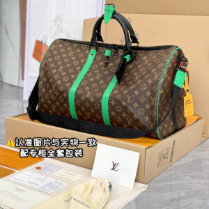 Túi Keepall Bandoulière 50 Monogram Macassar Brown/Green (50 x 29 x 23 cm)