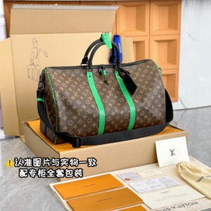 Túi Keepall Bandoulière 50 Monogram Macassar Brown/Green (50 x 29 x 23 cm)