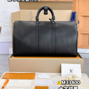 Túi Keepall Bandoulière 50 Taiga Leather Is Super Soft Black (50 x 29 x 23 cm)